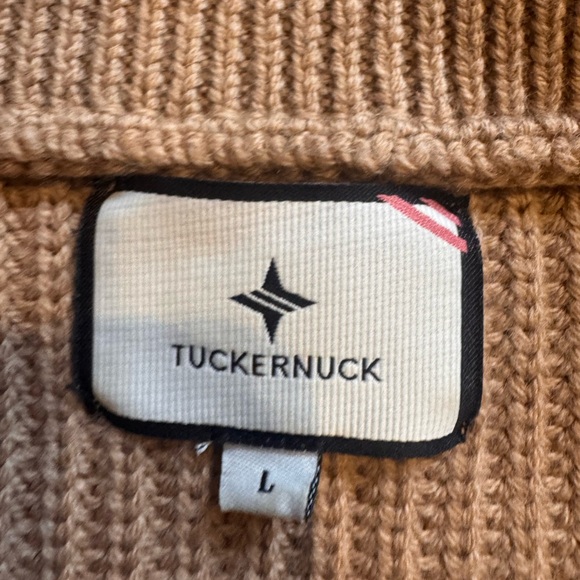 NWOT Tuckernuck Camel Cable Knit Wool Sweater | Size L | Classic Preppy - Picture 4 of 6
